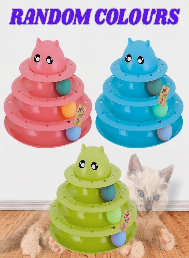 Western Era Cat 3 Level Toy - Engaging Multi-Tier Interactive Play Tower with Rolling Balls for Cats and Kittens, Promotes Mental Stimulation & Physical Activity, Durable Entertainment for Active Pet - Image 5